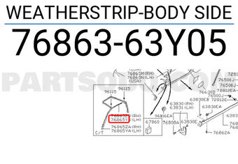 Nissan 7686363Y05 WEATHERSTRIP-BODY SIDE