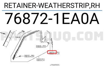 Nissan 768721EA0A RETAINER-WEATHERSTRIP,RH