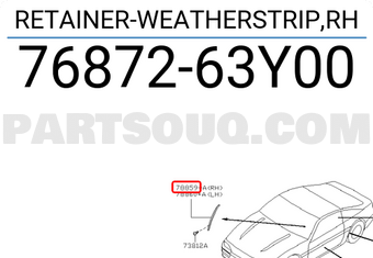 Nissan 7687263Y00 RETAINER-WEATHERSTRIP,RH