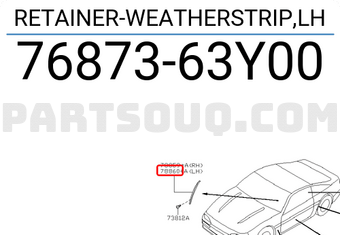 Nissan 7687363Y00 RETAINER-WEATHERSTRIP,LH