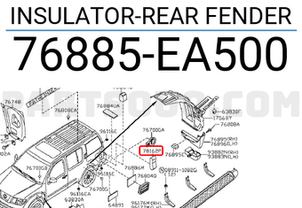 Nissan 76885EA500 INSULATOR-REAR FENDER