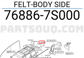 Nissan 768867S000 FELT-BODY SIDE