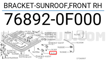 Nissan 768920F000 BRACKET-SUNROOF,FRONT RH