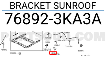 Nissan 768923KA3A BRACKET SUNROOF