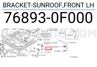 Nissan 768930F000 BRACKET-SUNROOF,FRONT LH