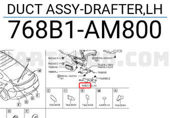 Nissan 768B1AM800 DUCT ASSY-DRAFTER,LH