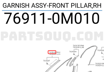 Nissan 769110M010 GARNISH ASSY-FRONT PILLAR,RH