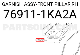 Nissan 769111KA2A GARNISH ASSY-FRONT PILLAR,RH