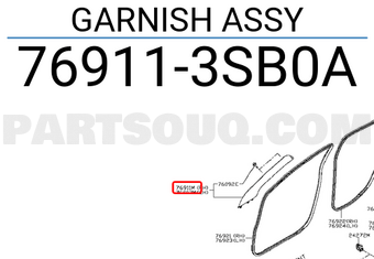 Nissan 769113SB0A GARNISH ASSY