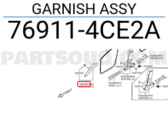 Nissan 769114CE2A GARNISH ASSY