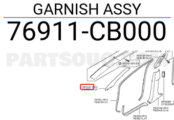 Nissan 76911CB000 GARNISH ASSY