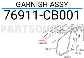Nissan 76911CB001 GARNISH ASSY
