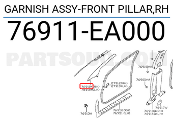 Nissan 76911EA000 GARNISH ASSY-FRONT PILLAR,RH