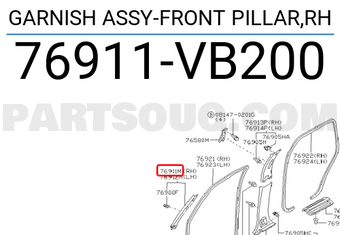 Nissan 76911VB200 GARNISH ASSY-FRONT PILLAR,RH