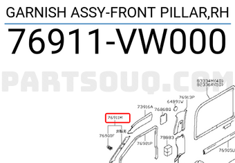 Nissan 76911VW000 GARNISH ASSY-FRONT PILLAR,RH