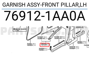 Nissan 769121AA0A GARNISH ASSY-FRONT PILLAR,LH