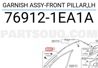 Nissan 769121EA1A GARNISH ASSY-FRONT PILLAR,LH