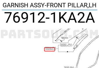 Nissan 769121KA2A GARNISH ASSY-FRONT PILLAR,LH