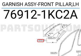 Nissan 769121KC2A GARNISH ASSY-FRONT PILLAR,LH