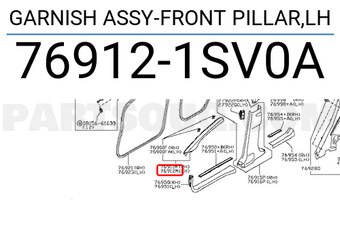 Nissan 769121SV0A GARNISH ASSY-FRONT PILLAR,LH