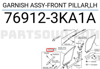 Nissan 769123KA1A GARNISH ASSY-FRONT PILLAR,LH