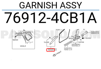 Nissan 769124CB1A GARNISH ASSY