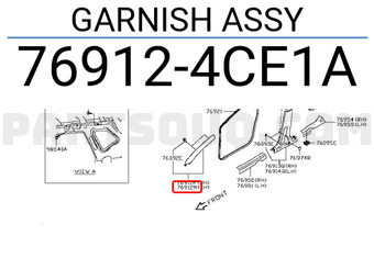 Nissan 769124CE1A GARNISH ASSY