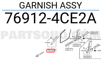 Nissan 769124CE2A GARNISH ASSY