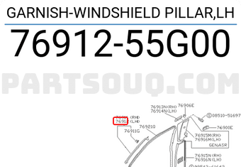 Nissan 7691255G00 GARNISH-WINDSHIELD PILLAR,LH