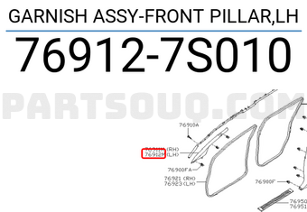 Nissan 769127S010 GARNISH ASSY-FRONT PILLAR,LH