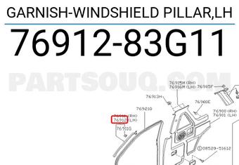 Nissan 7691283G11 GARNISH-WINDSHIELD PILLAR,LH