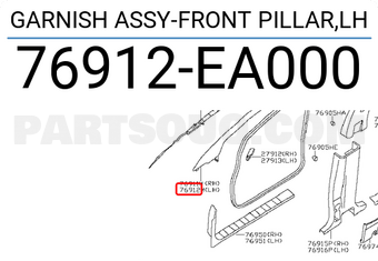 Nissan 76912EA000 GARNISH ASSY-FRONT PILLAR,LH
