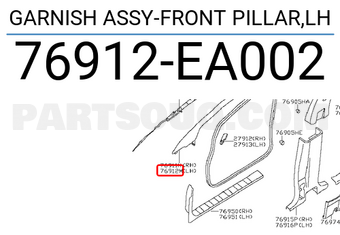 Nissan 76912EA002 GARNISH ASSY-FRONT PILLAR,LH