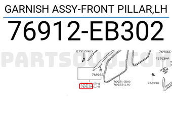 Nissan 76912EB302 GARNISH ASSY-FRONT PILLAR,LH