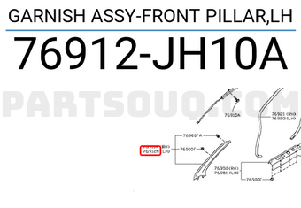 Nissan 76912JH10A GARNISH ASSY-FRONT PILLAR,LH