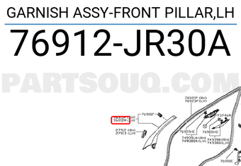 Nissan 76912JR30A GARNISH ASSY-FRONT PILLAR,LH