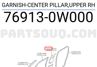 Nissan 769130W000 GARNISH-CENTER PILLAR,UPPER RH
