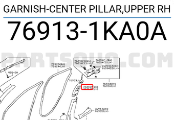 Nissan 769131KA0A GARNISH-CENTER PILLAR,UPPER RH