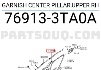Nissan 769133TA0A GARNISH CENTER PILLAR,UPPER RH