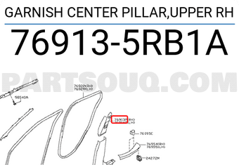 Nissan 769135RB1A GARNISH CENTER PILLAR,UPPER RH