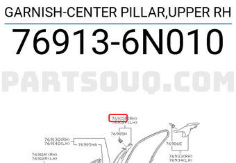 Nissan 769136N010 GARNISH-CENTER PILLAR,UPPER RH