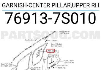 Nissan 769137S010 GARNISH-CENTER PILLAR,UPPER RH