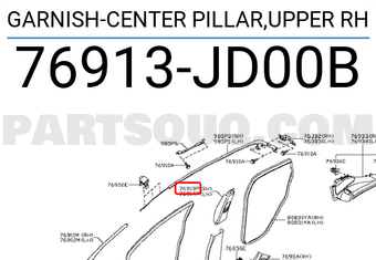 Nissan 76913JD00B GARNISH-CENTER PILLAR,UPPER RH