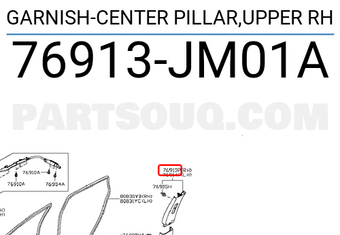 Nissan 76913JM01A GARNISH-CENTER PILLAR,UPPER RH