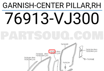 Nissan 76913VJ300 GARNISH-CENTER PILLAR,RH