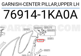 Nissan 769141KA0A GARNISH-CENTER PILLAR,UPPER LH