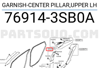 Nissan 769143SB0A GARNISH-CENTER PILLAR,UPPER LH
