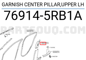Nissan 769145RB1A GARNISH CENTER PILLAR,UPPER LH
