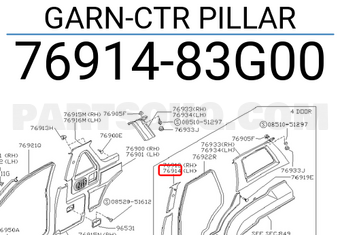 Nissan 7691483G00 GARN-CTR PILLAR