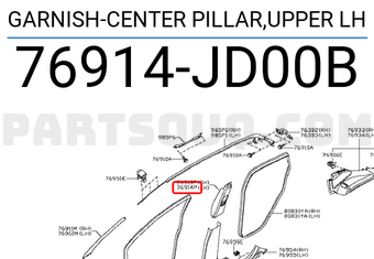 Nissan 76914JD00B GARNISH-CENTER PILLAR,UPPER LH